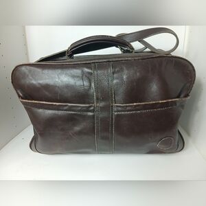 Cuir Veritable Brown Leather Travel Bag Made In Uruguay